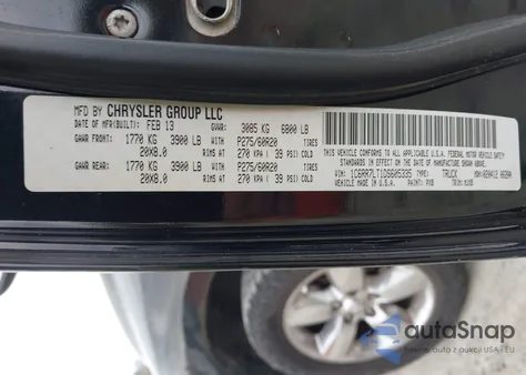 2013 Ram 1500 Big Horn из США, поврежденный, VIN 1C6RR7LT1DS605335